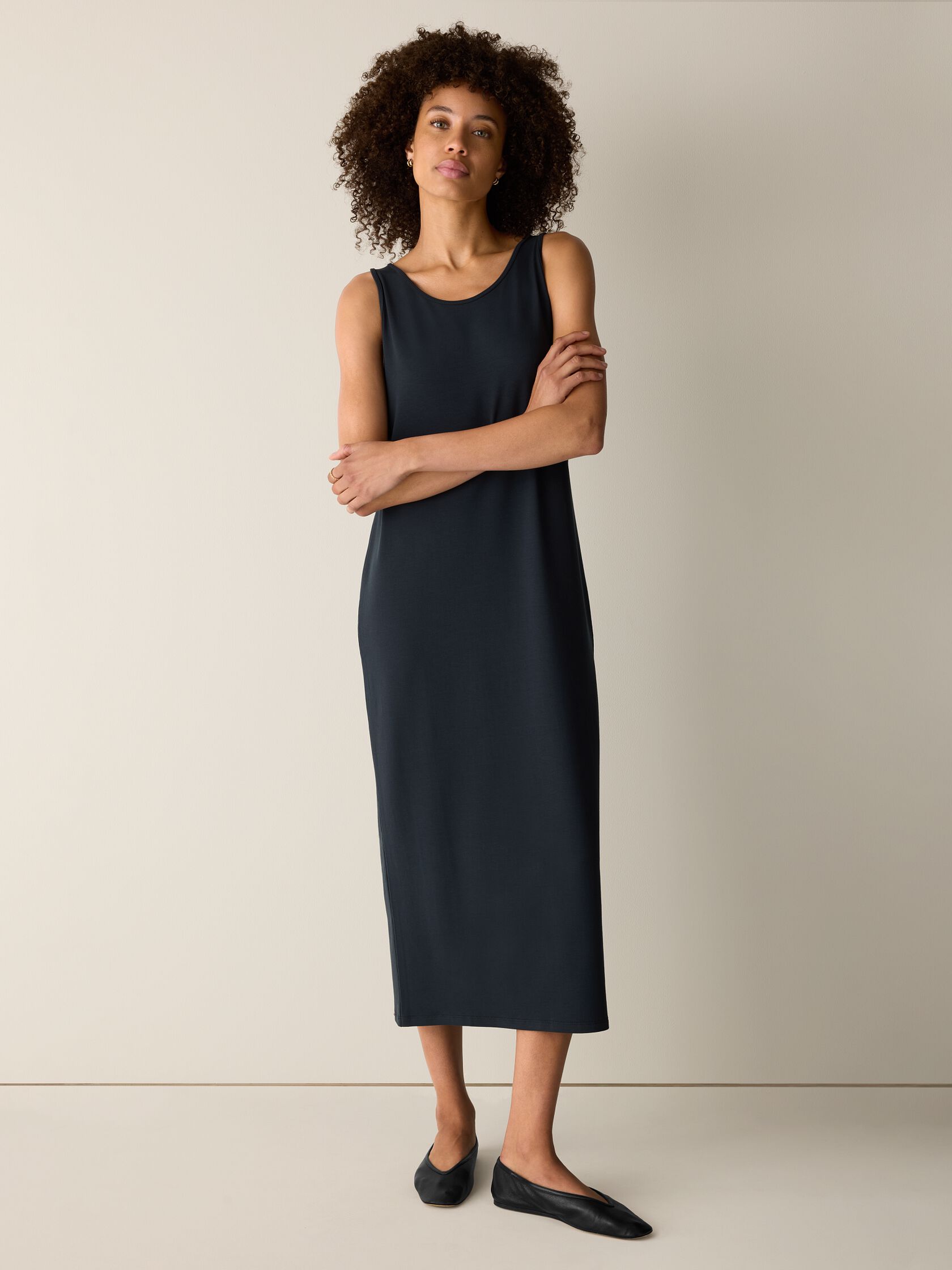 Stretch Jersey Knit Scoop Neck Dress
