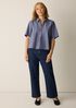 Striped Organic Cotton Poplin Split Neck Top