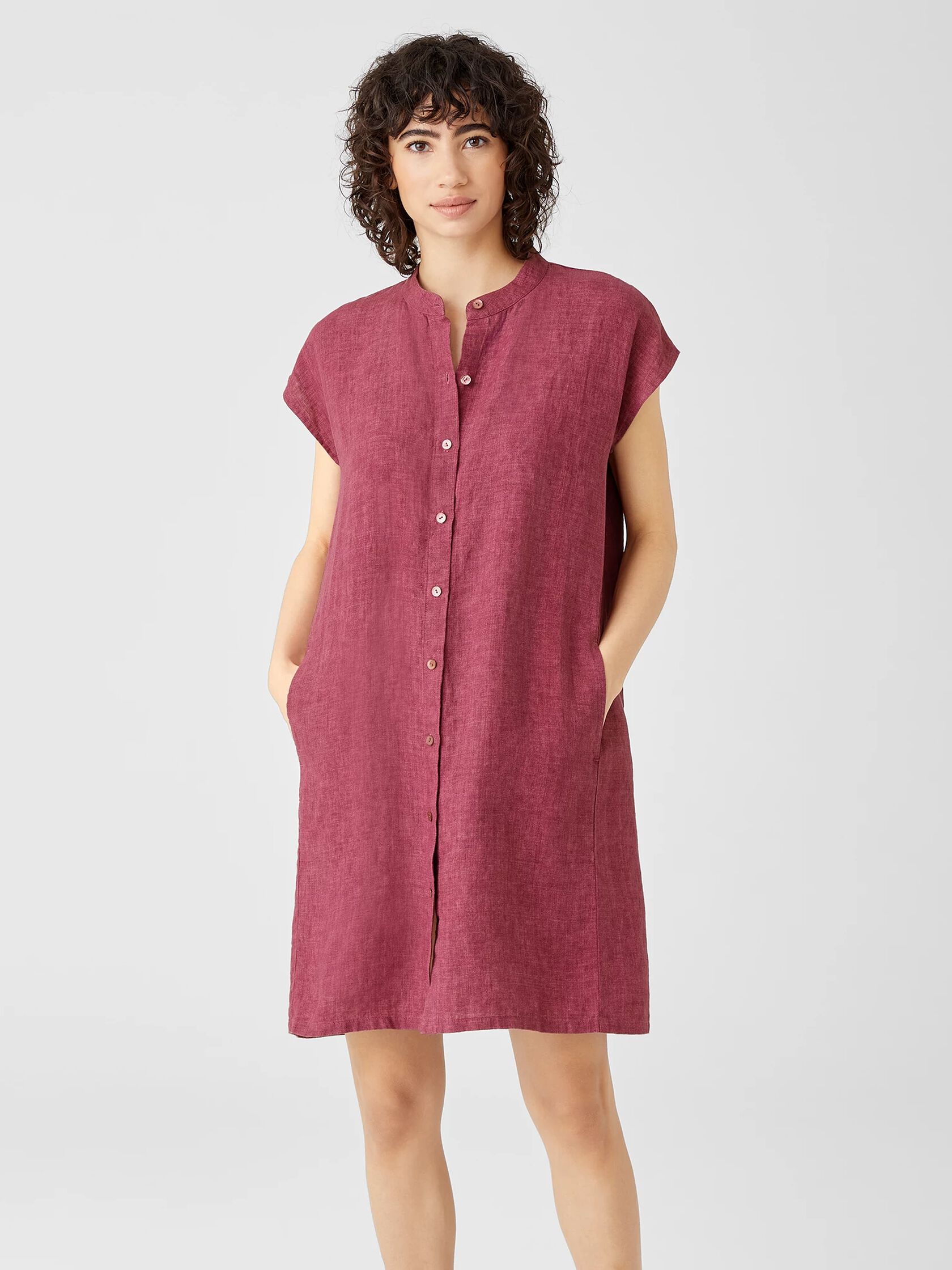 Washed Organic Linen Delave Shirtdress