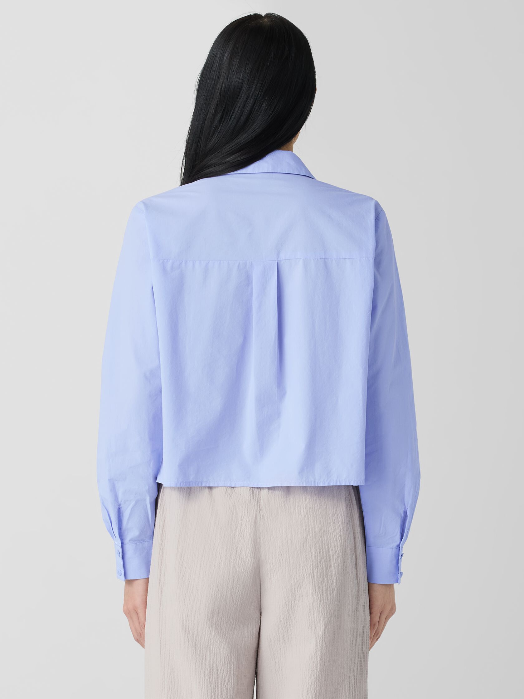 Washed Organic Cotton Poplin Classic Collar Short Shirt