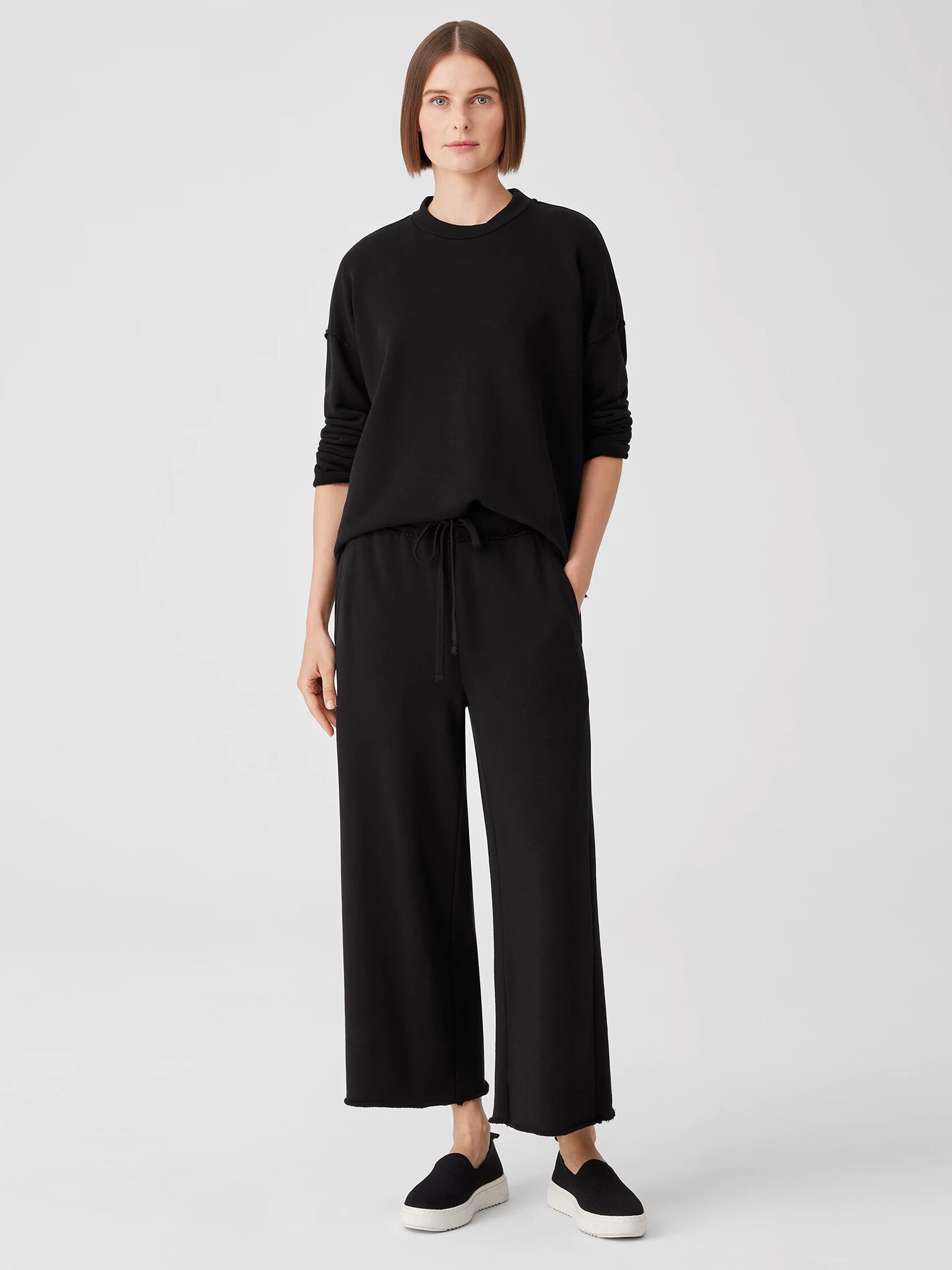 Organic Cotton French Terry Wide-Leg Pant