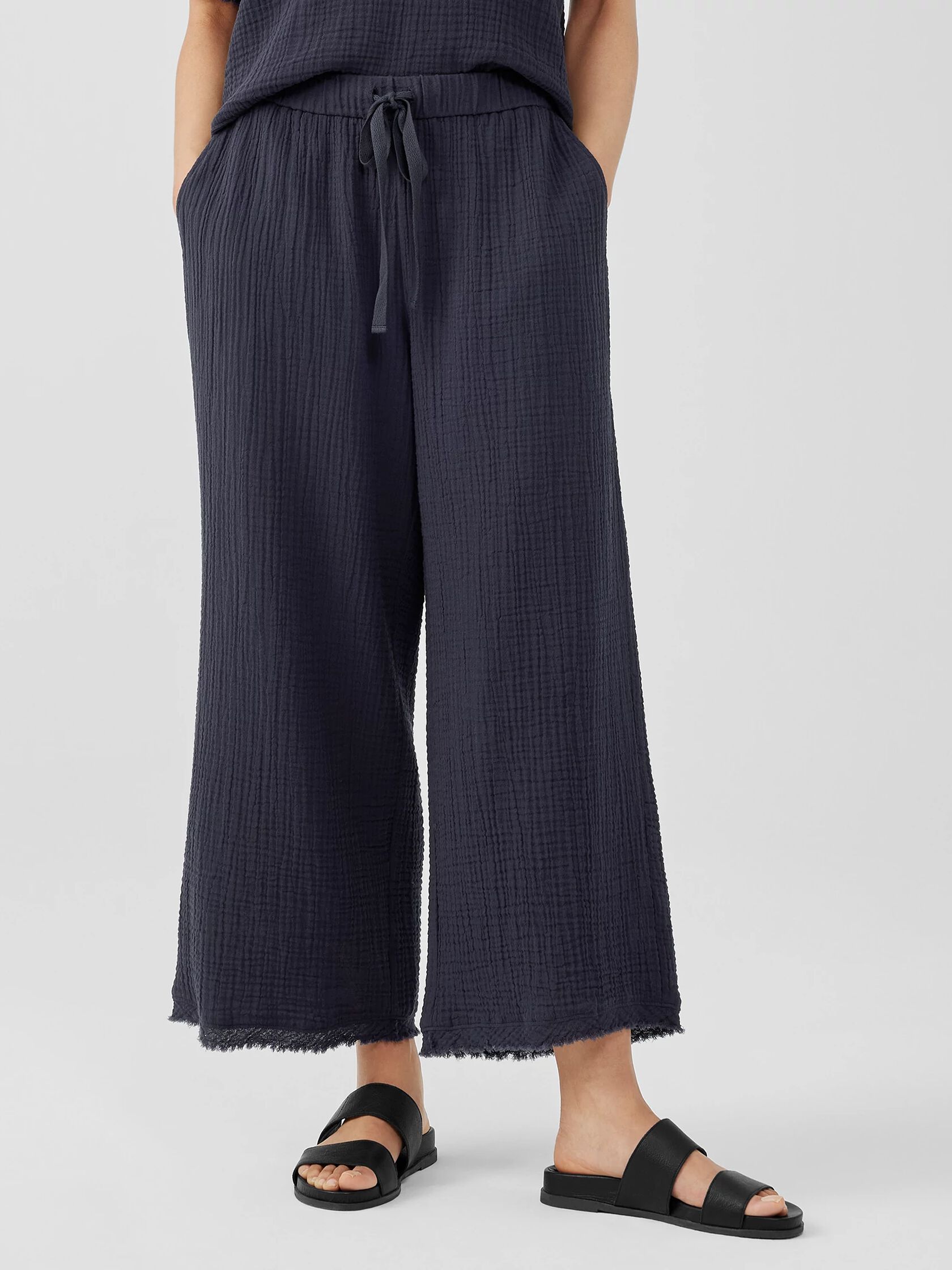 Organic Cotton Gauze Wide-Leg Pant