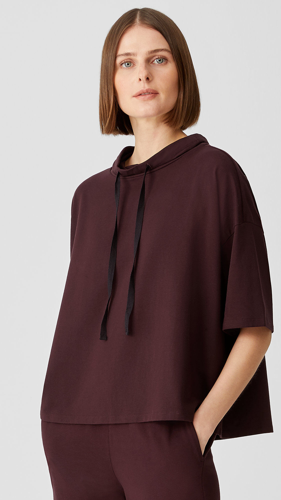 Traceable Organic Cotton Jersey Funnel Neck Box-Top | EILEEN