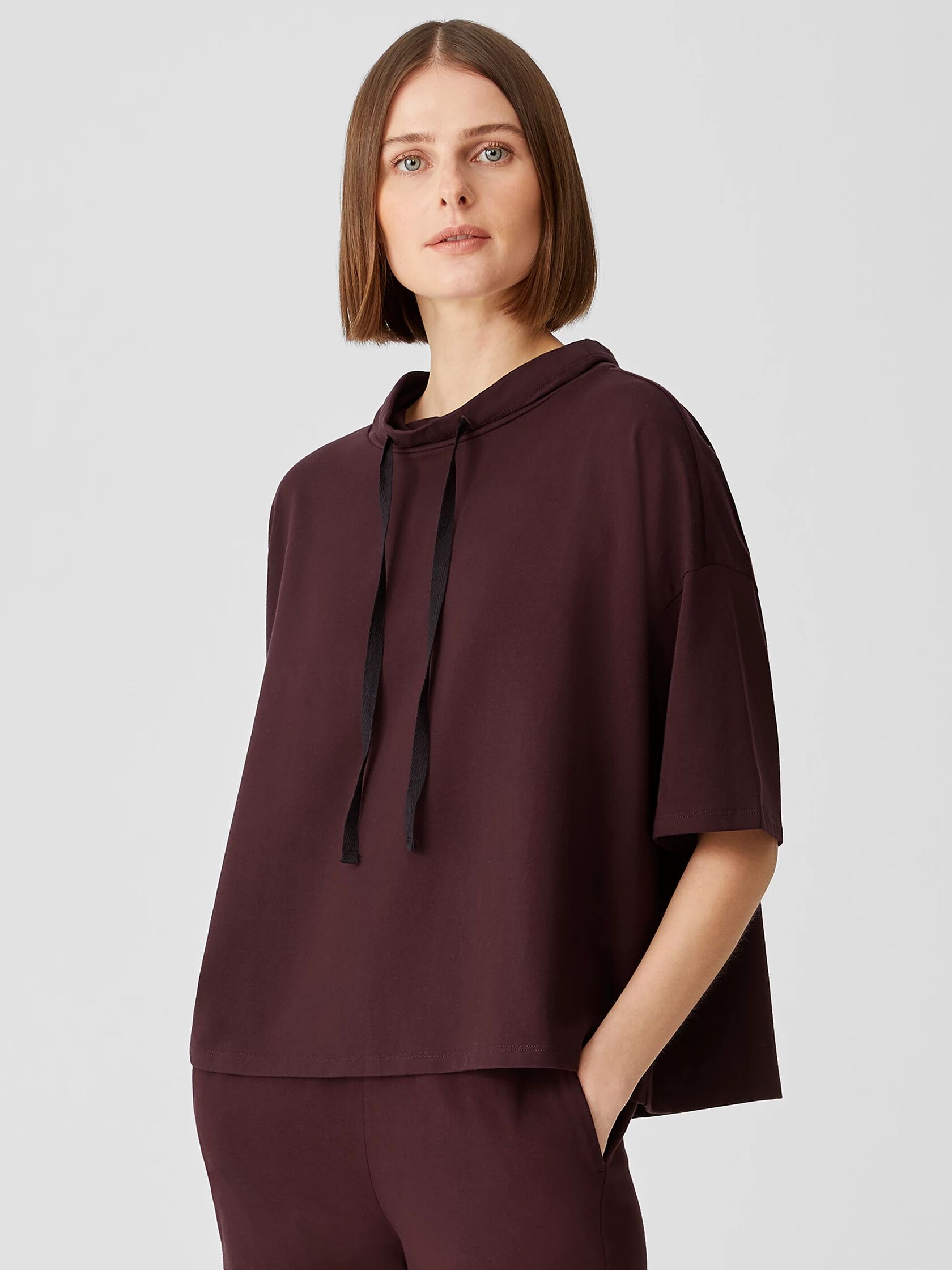 Traceable Organic Cotton Jersey Funnel Neck Box-Top
