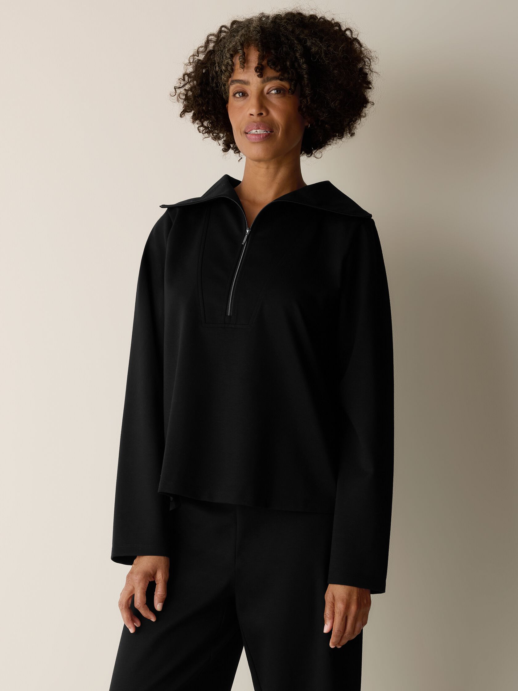 Lightweight Ponte Funnel Neck Top