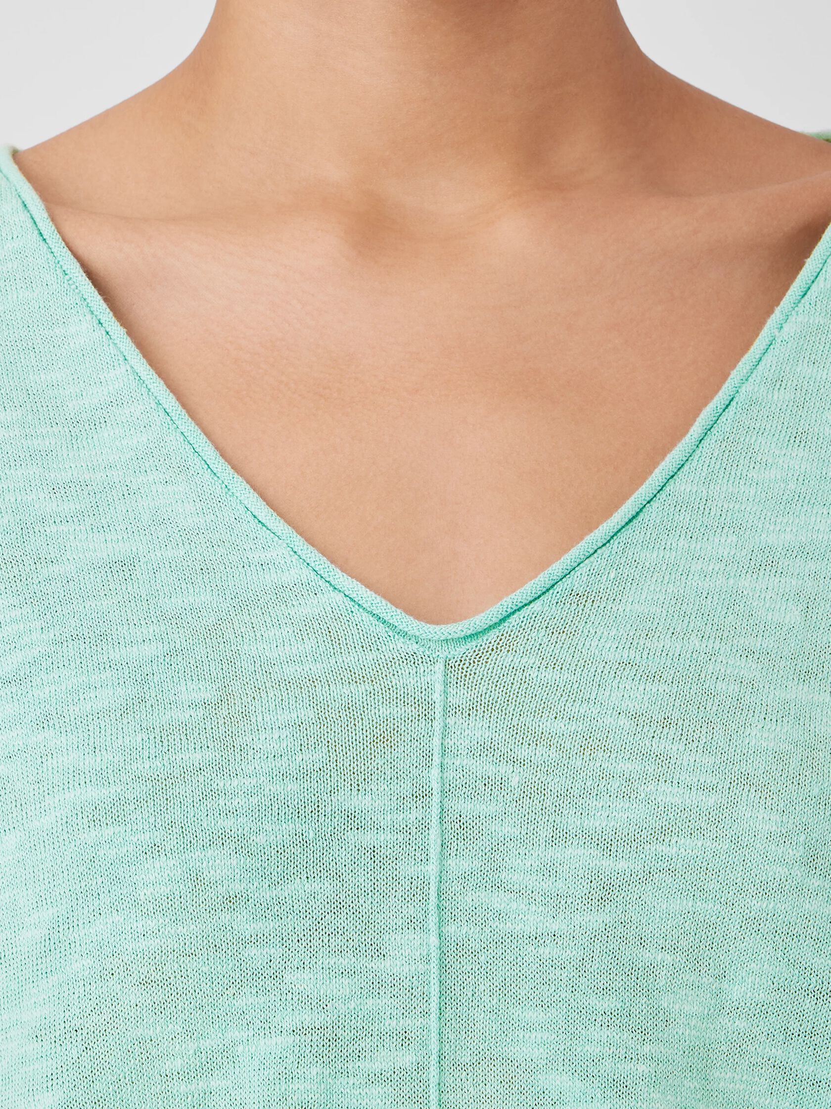 Organic Linen Cotton Slub V-Neck Top