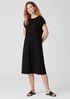 Stretch Silk Jersey Crew Neck Dress