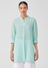 Garment-Dyed Handkerchief Linen Mandarin Collar Long Shirt