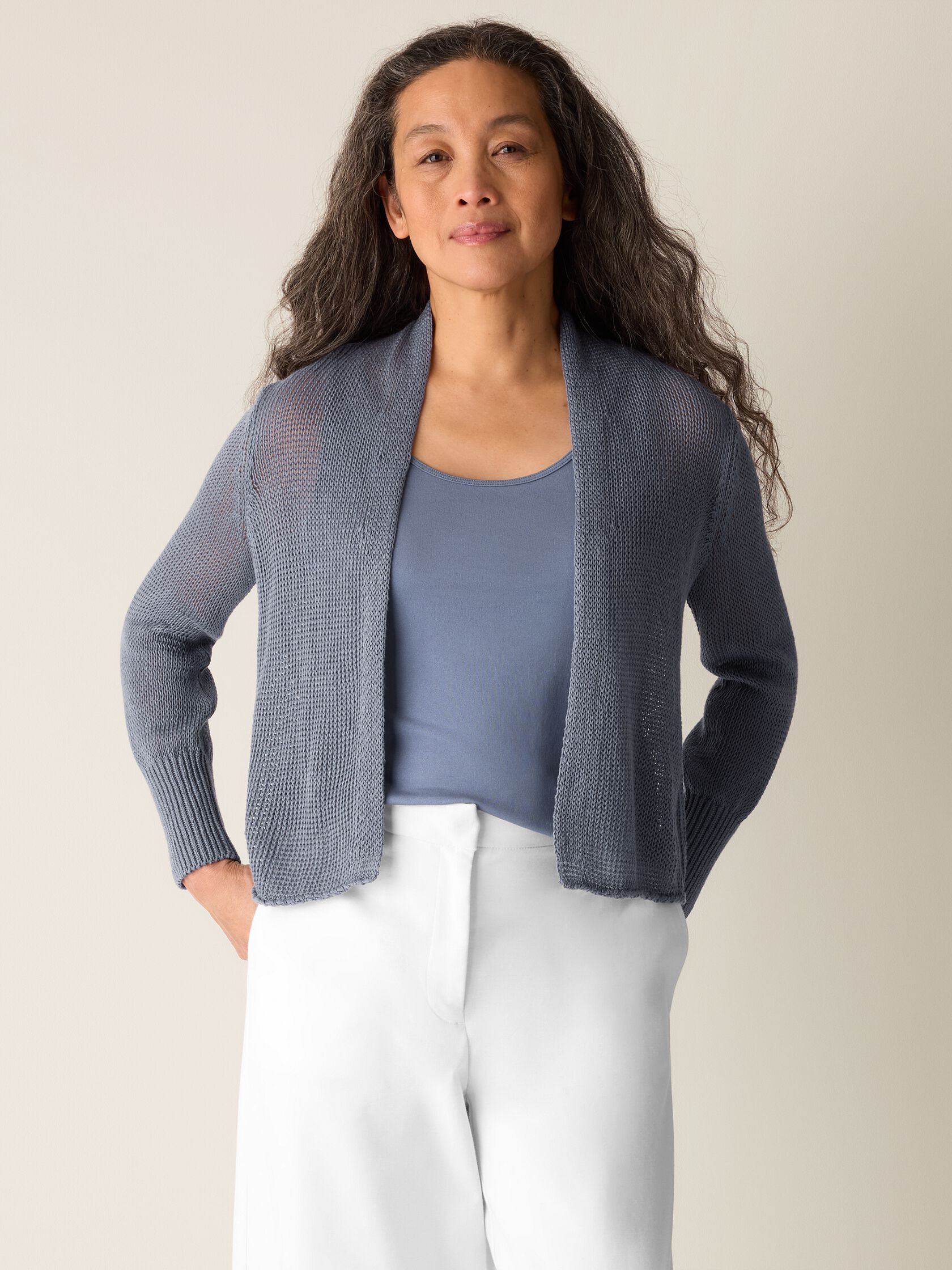Organic Linen Cotton Cropped Cardigan