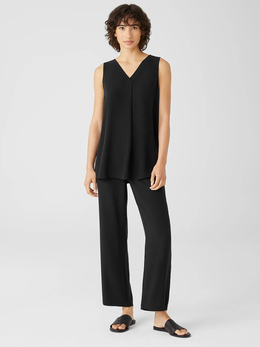 Silk Georgette Crepe Pleated Tank | EILEEN FISHER