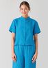 Washed Organic Linen Délavé Band Collar Shirt