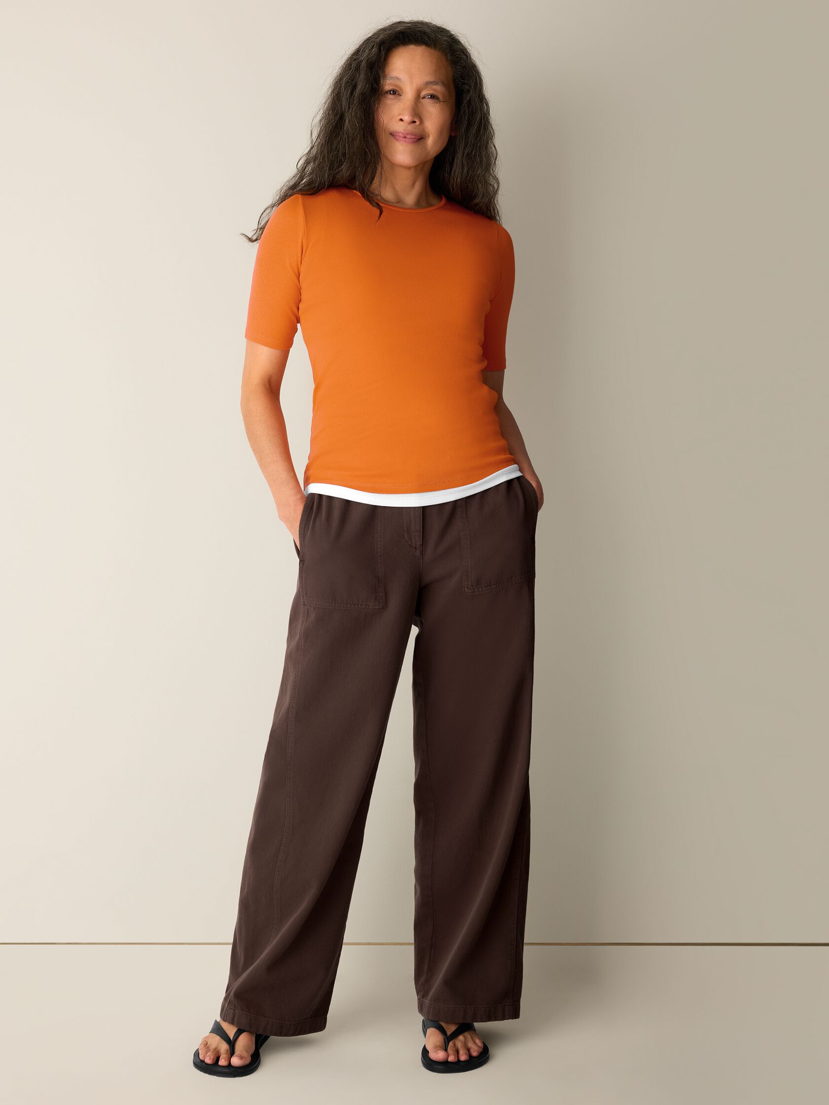 Organic Cotton Stretch Rib Crew Neck Tee