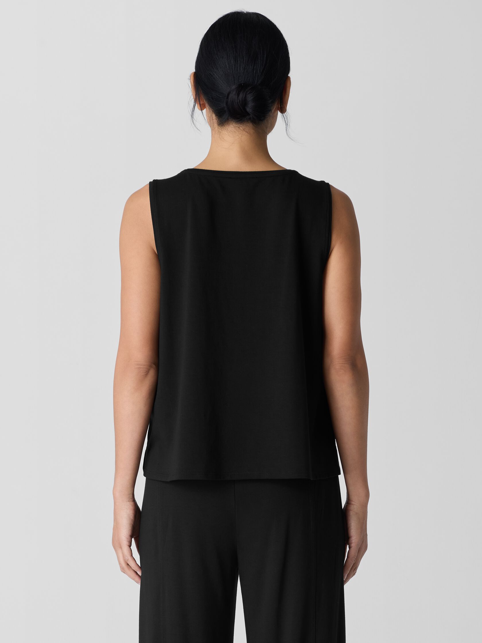 Stretch Jersey Knit Jewel Neck Tank