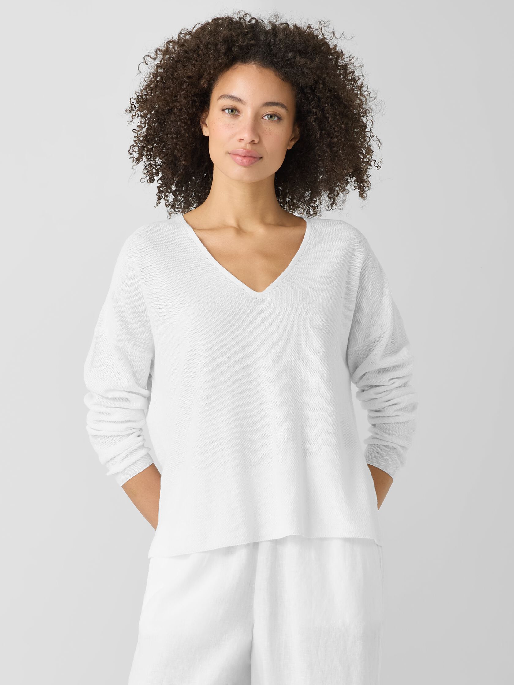 Organic Linen Cotton V-Neck Top
