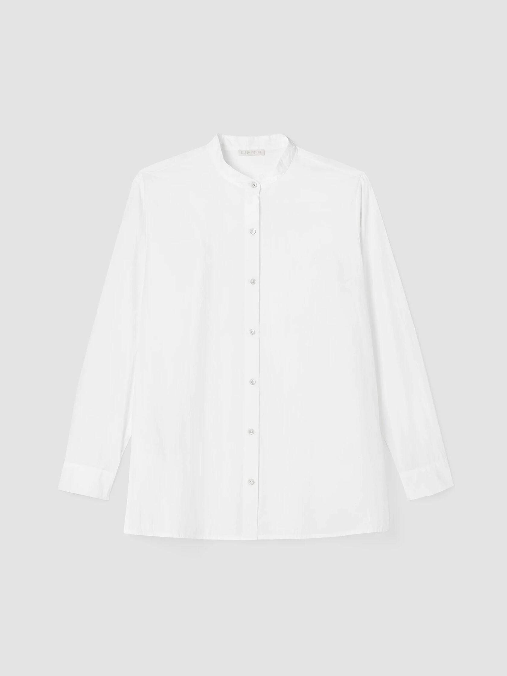 Washed Organic Cotton Poplin Band Collar Shirt