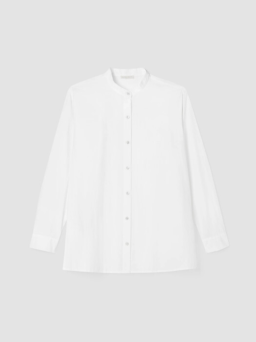 Washed Organic Cotton Poplin Band Collar Shirt