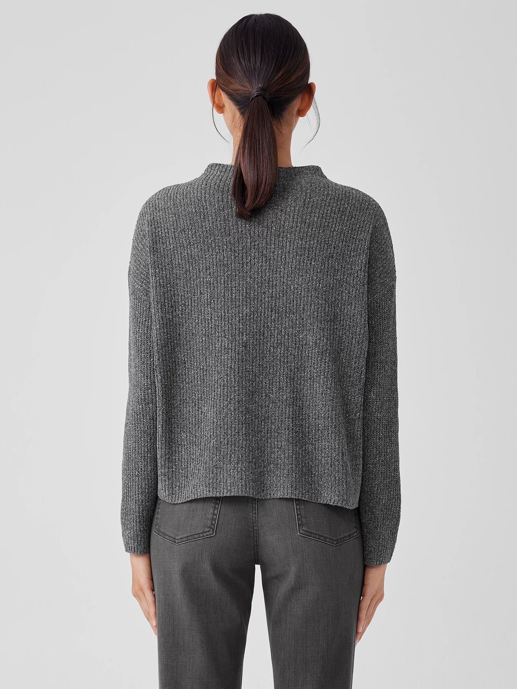 Silk Noil Funnel Neck Top