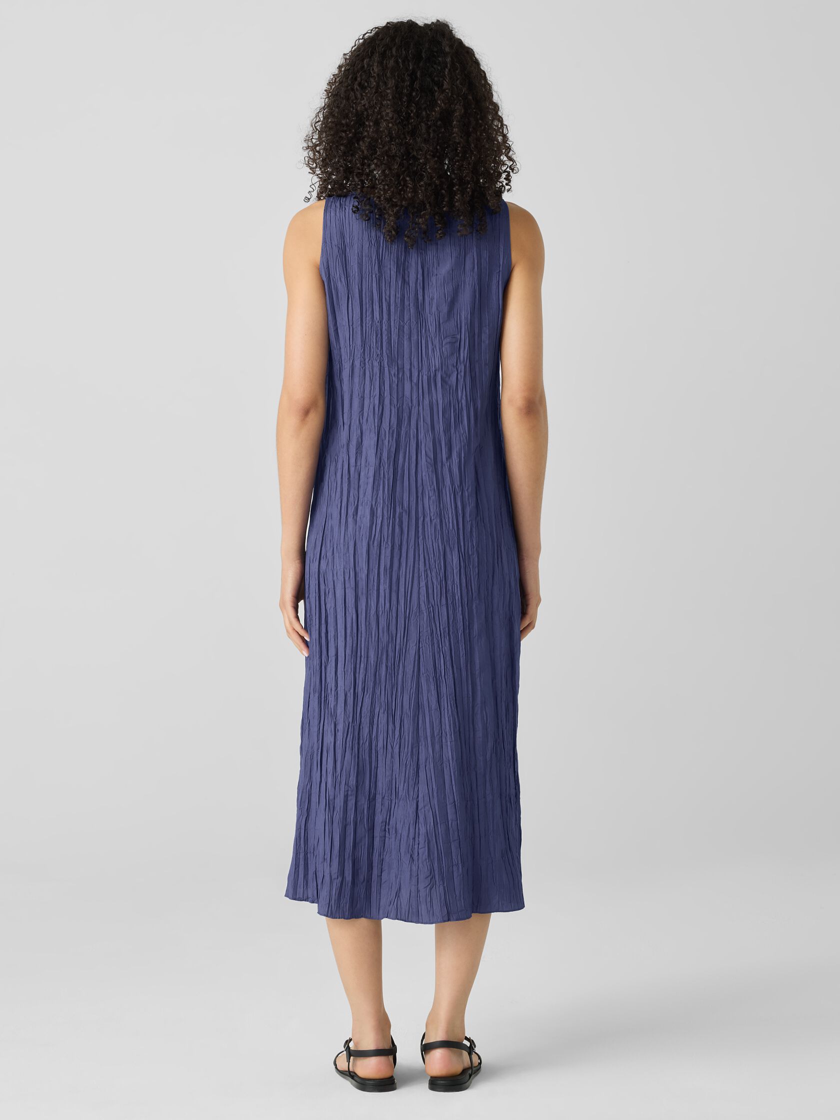 Crushed Silk V-Neck Dress