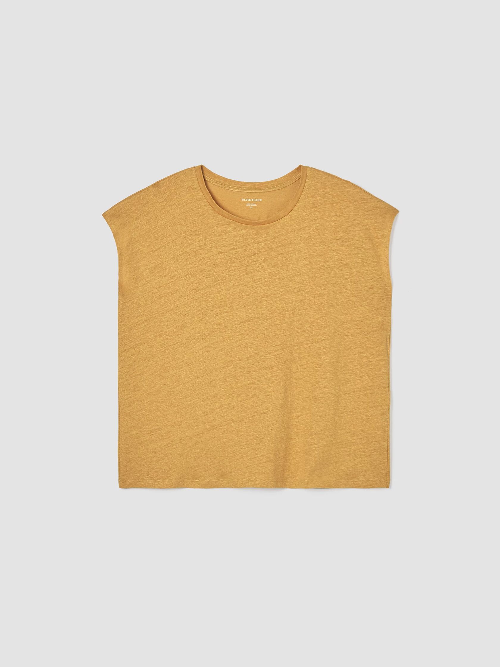 Organic Linen Jersey Shirred-Back Top