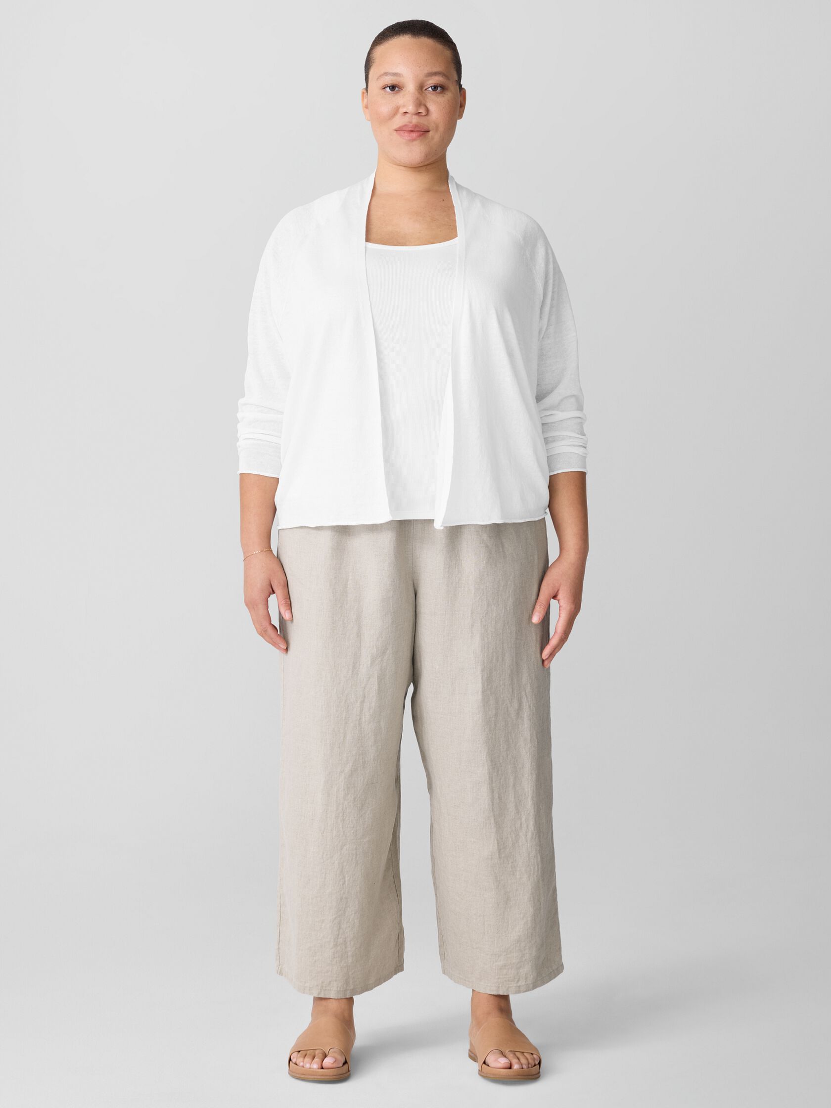 Organic Linen Cotton High Collar Cardigan