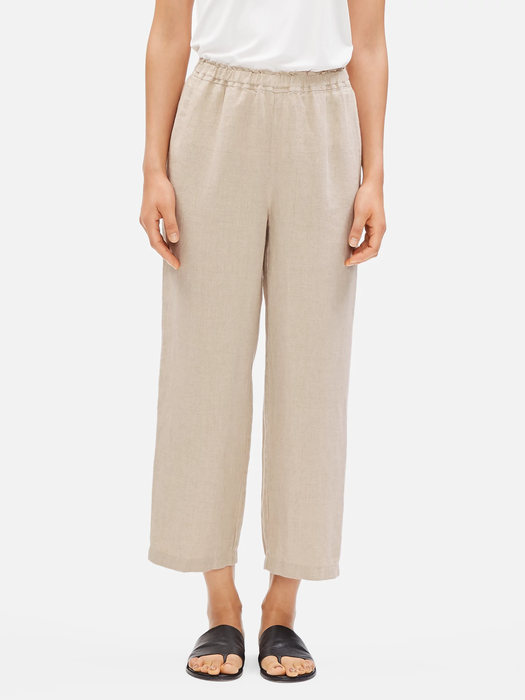 Organic Linen Straight Cropped Pant | EILEEN FISHER