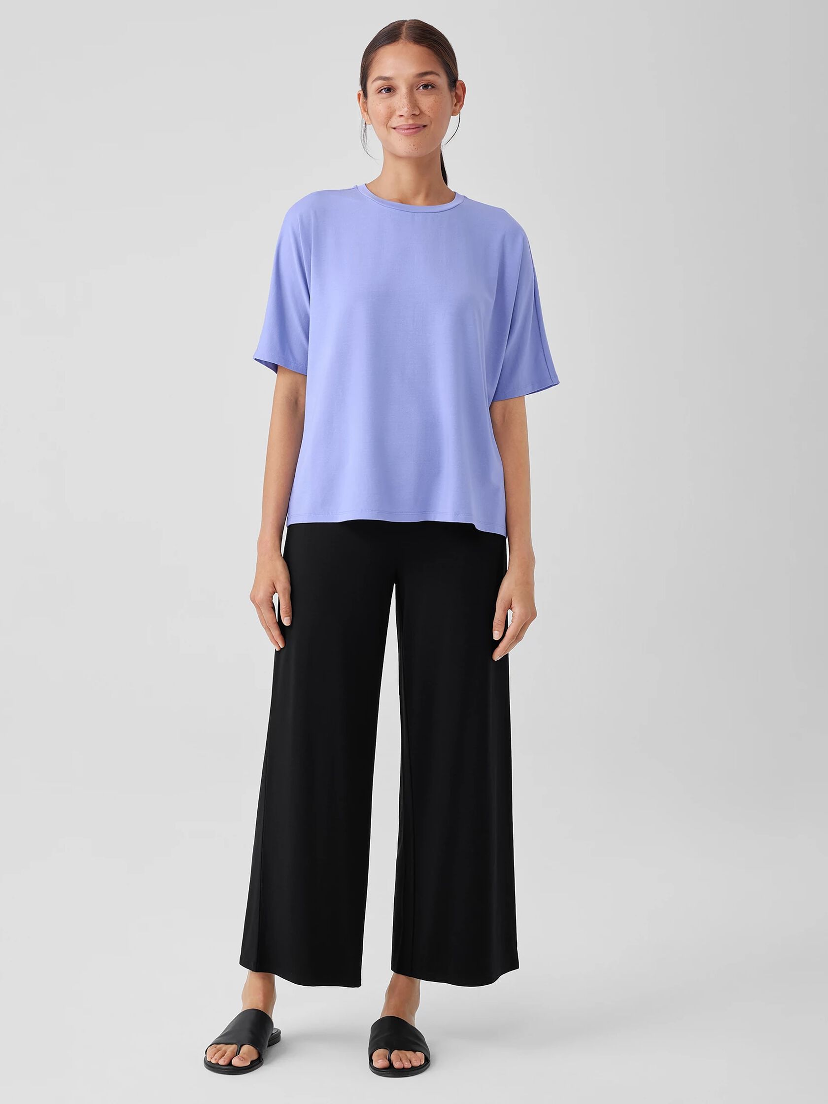 Stretch Jersey Knit Wide-Leg Pant