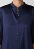 Stretch Silk Charmeuse Band Collar Long Shirt