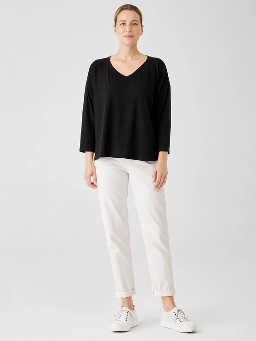 Organic Cotton Slub V-Neck Top