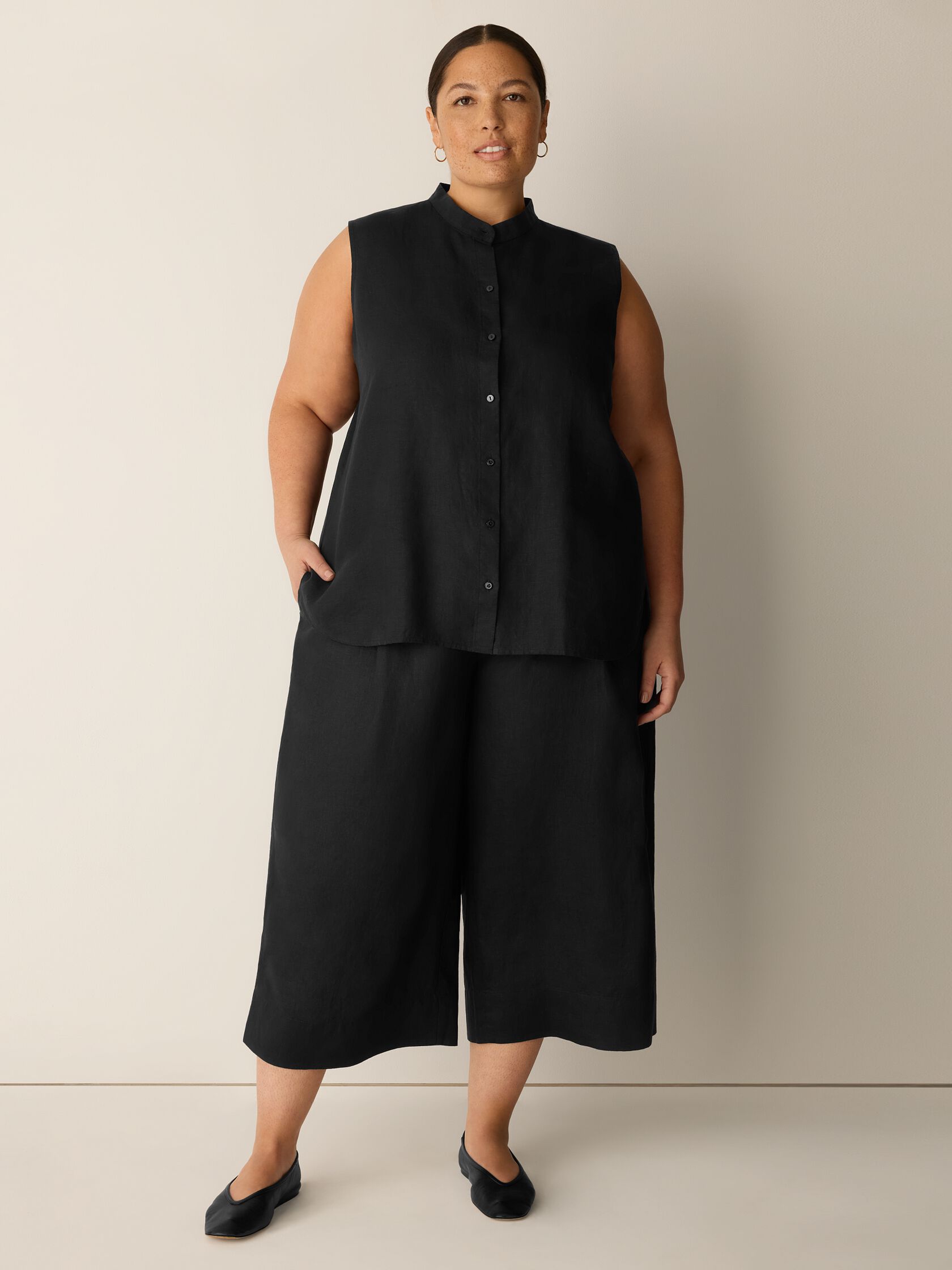 Organic Handkerchief Linen Sleeveless Shirt