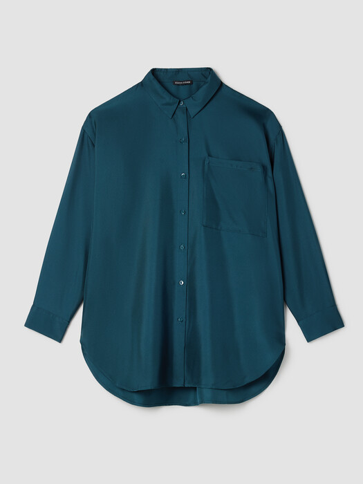 Silk Twill Classic Collar Long Shirt
