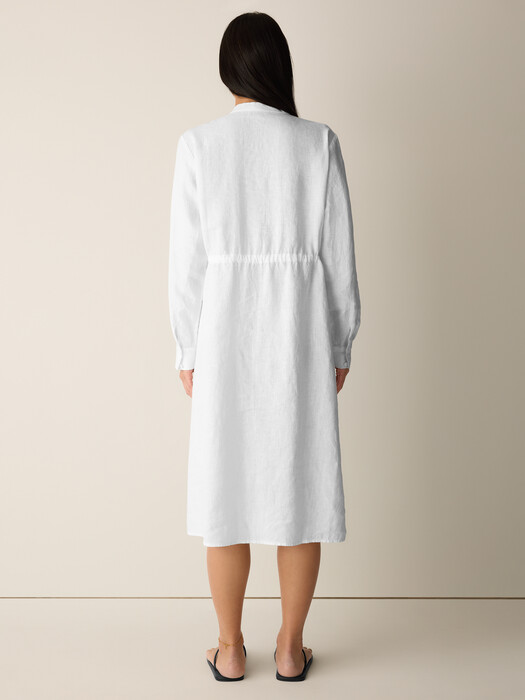 Eileen Fisher - Women's Organic Linen Band Collar Shirtdress - White - Size: Petite Large Petites Eileen Fisher - Women's Organic Linen Band Collar Shirtdress - White - Size: Petite Large Petites