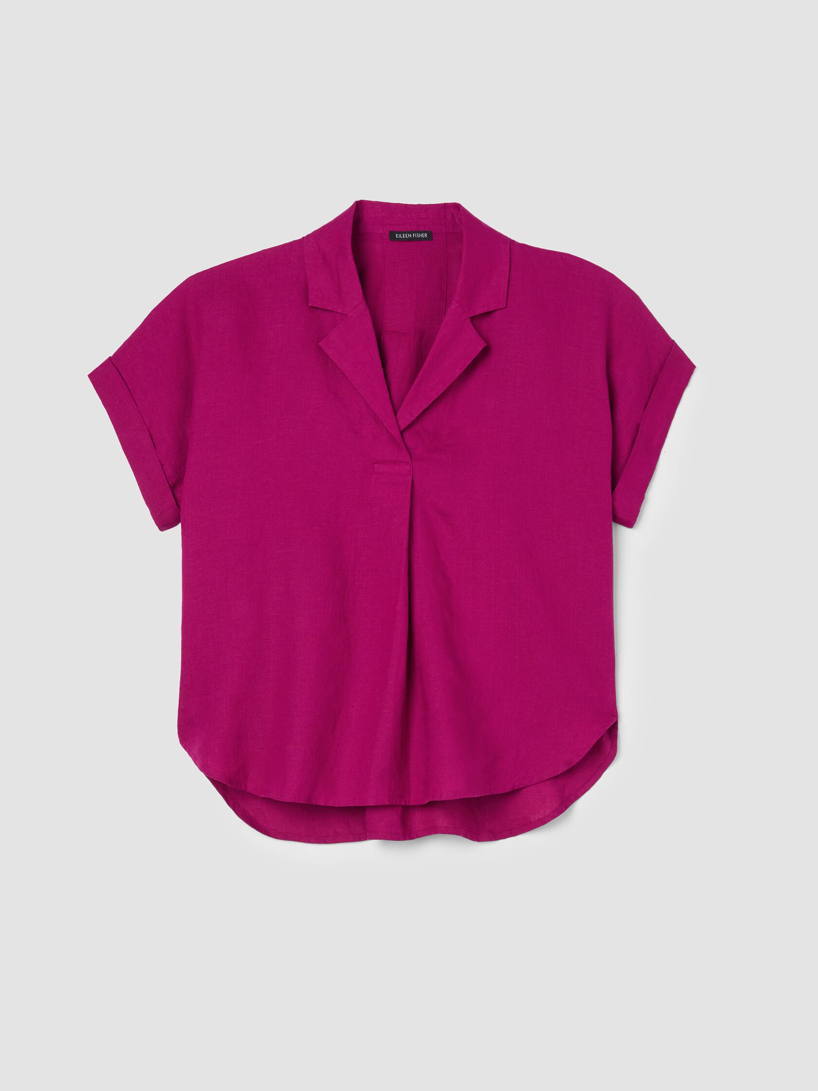 Organic Handkerchief Linen Notch Collar Top