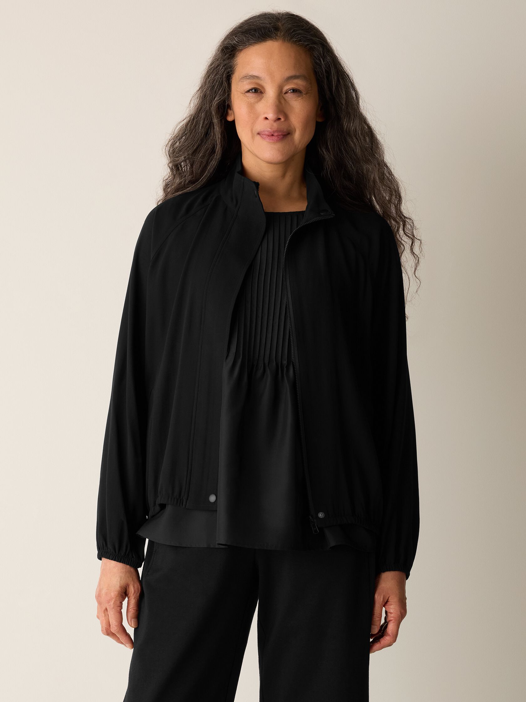 Silk Georgette Crepe Flight Jacket