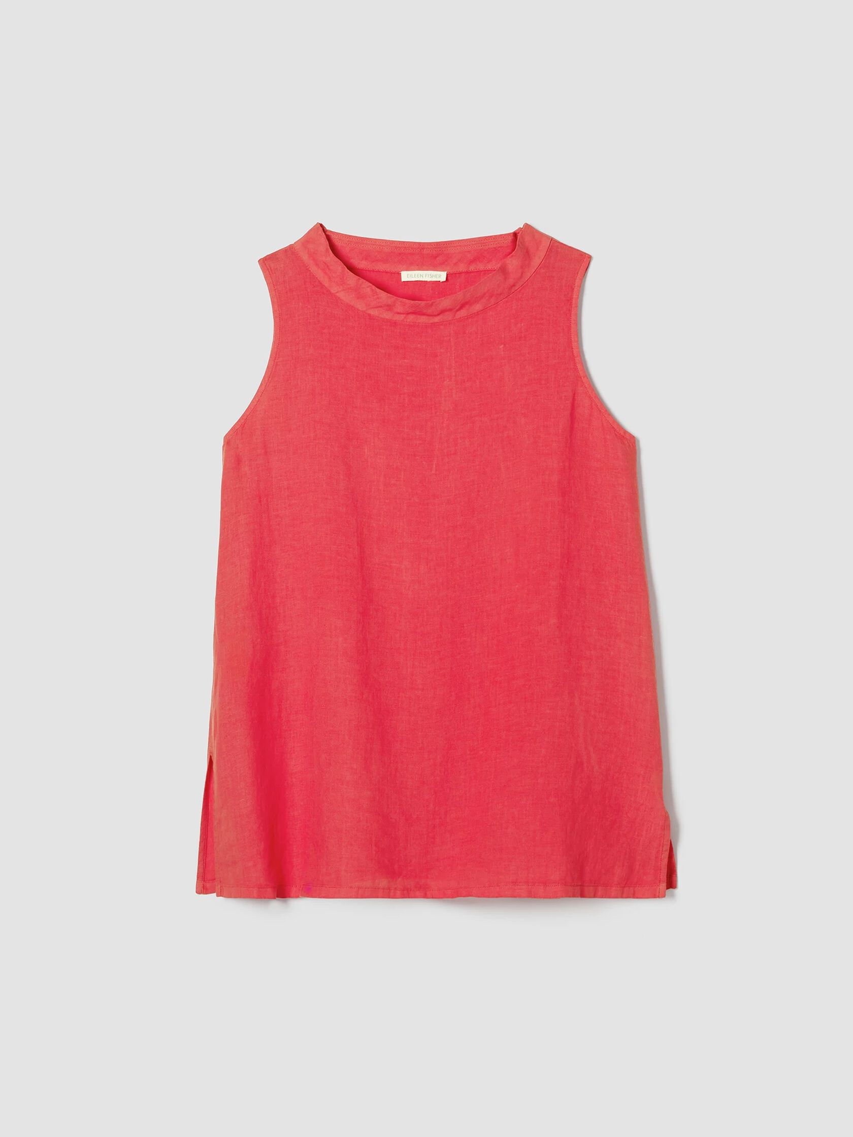 Garment-Dyed Handkerchief Linen Mock Neck Top