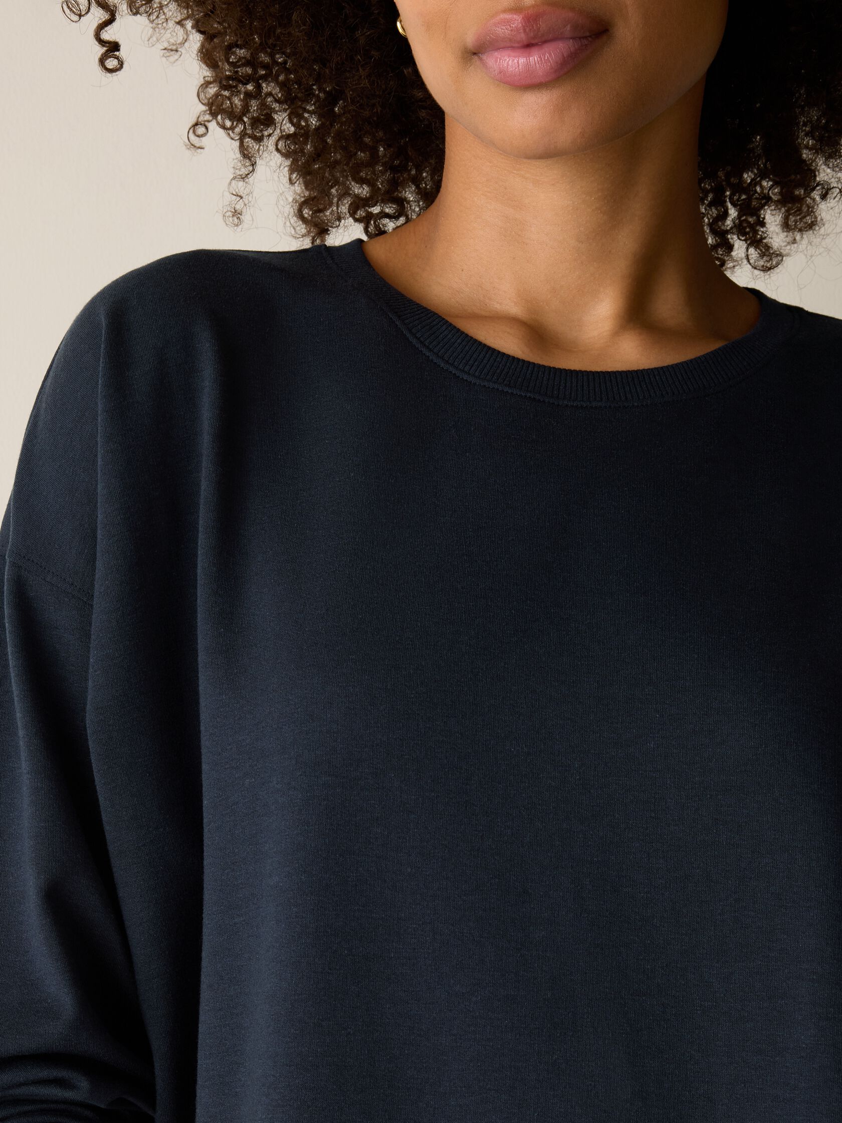 Cozy Brushed Terry Hug Crew Neck Long Top