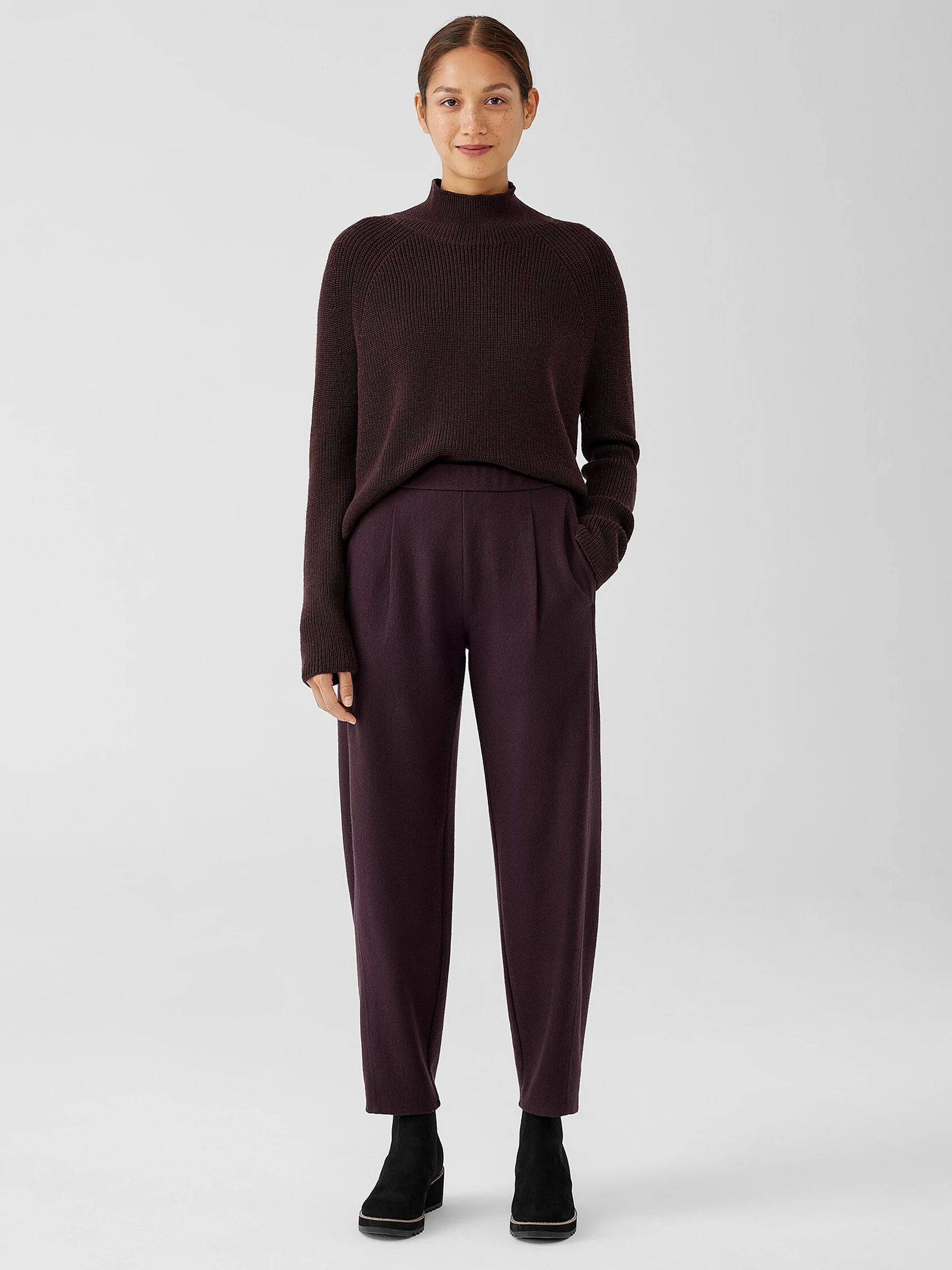 Boiled Wool Jersey Pleated Lantern Pant