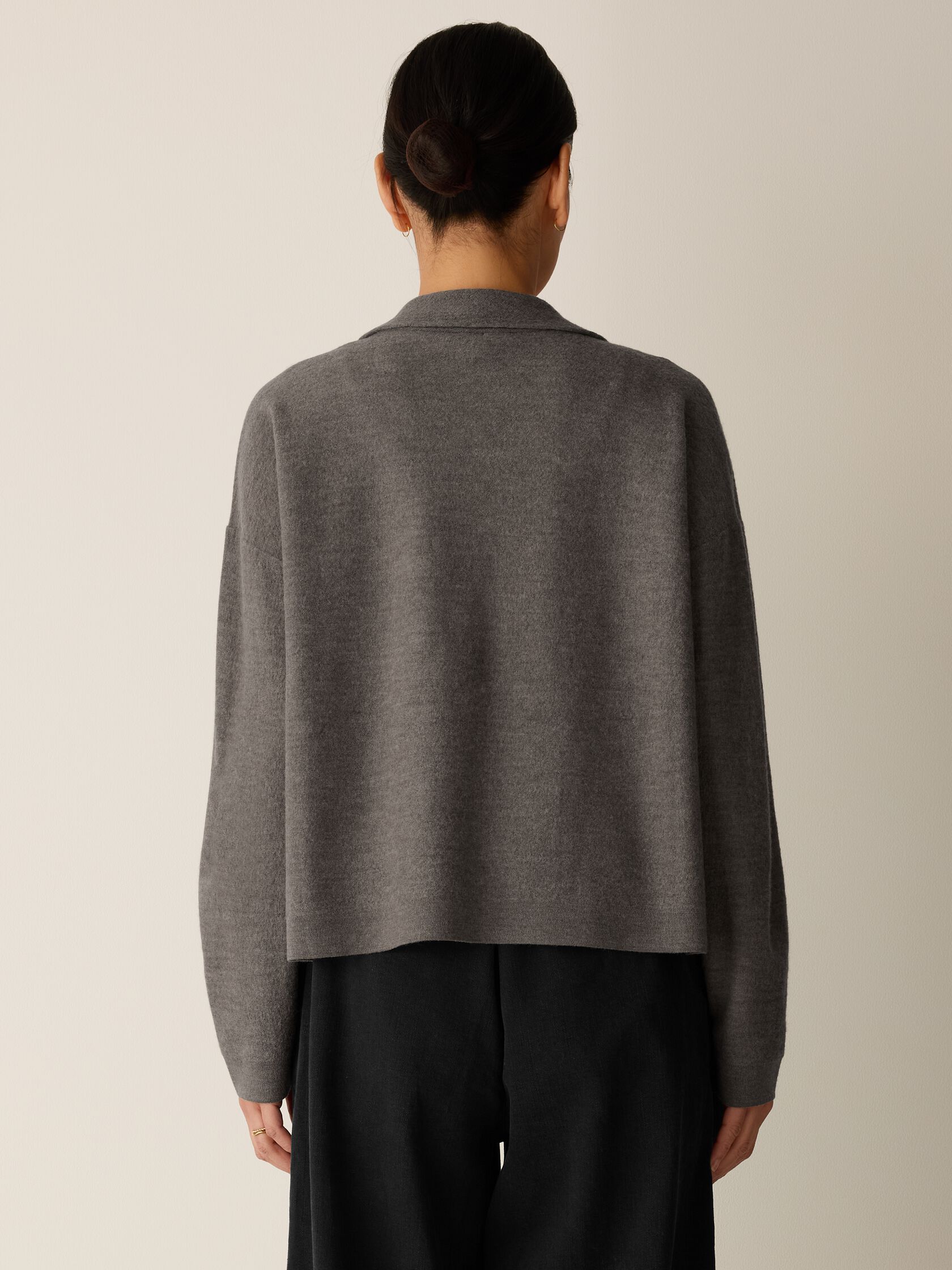 Fine Felted Wool Notch Collar Cardigan in Regenerative Wool