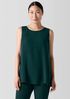 Silk Georgette Crepe Ballet Neck Long Tank
