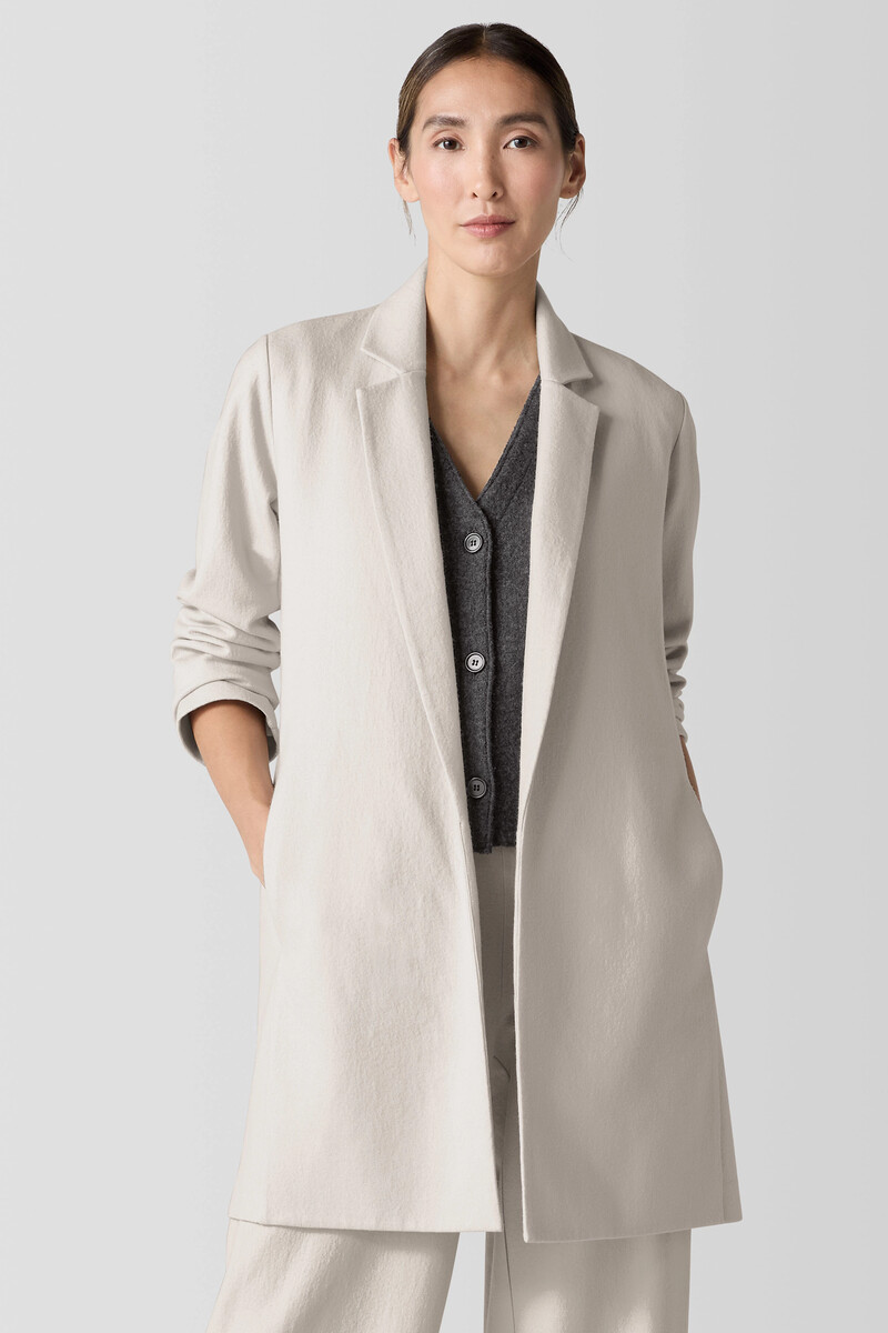 Felted Wool Jersey Long Blazer in Regenerative Wool Felted Wool Jersey Long Blazer in Regenerative Wool