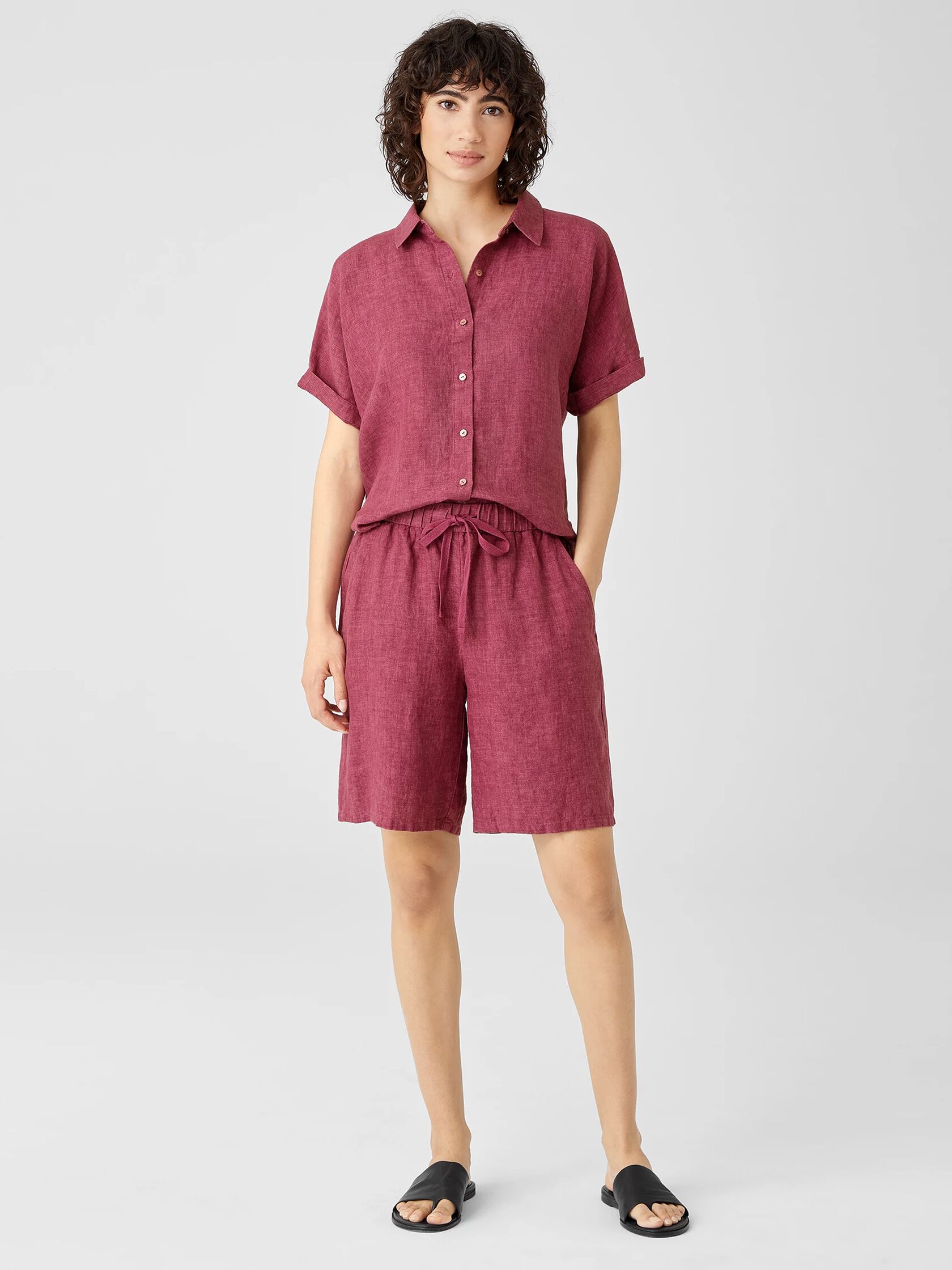 Washed Organic Linen Delave Shorts