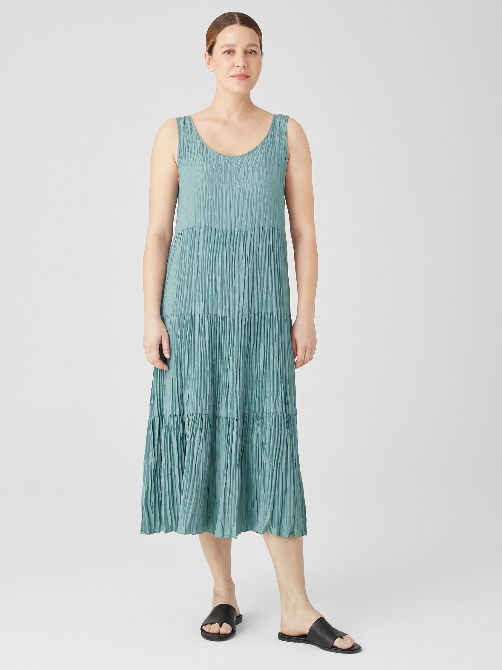 Crushed Silk Tiered Dress