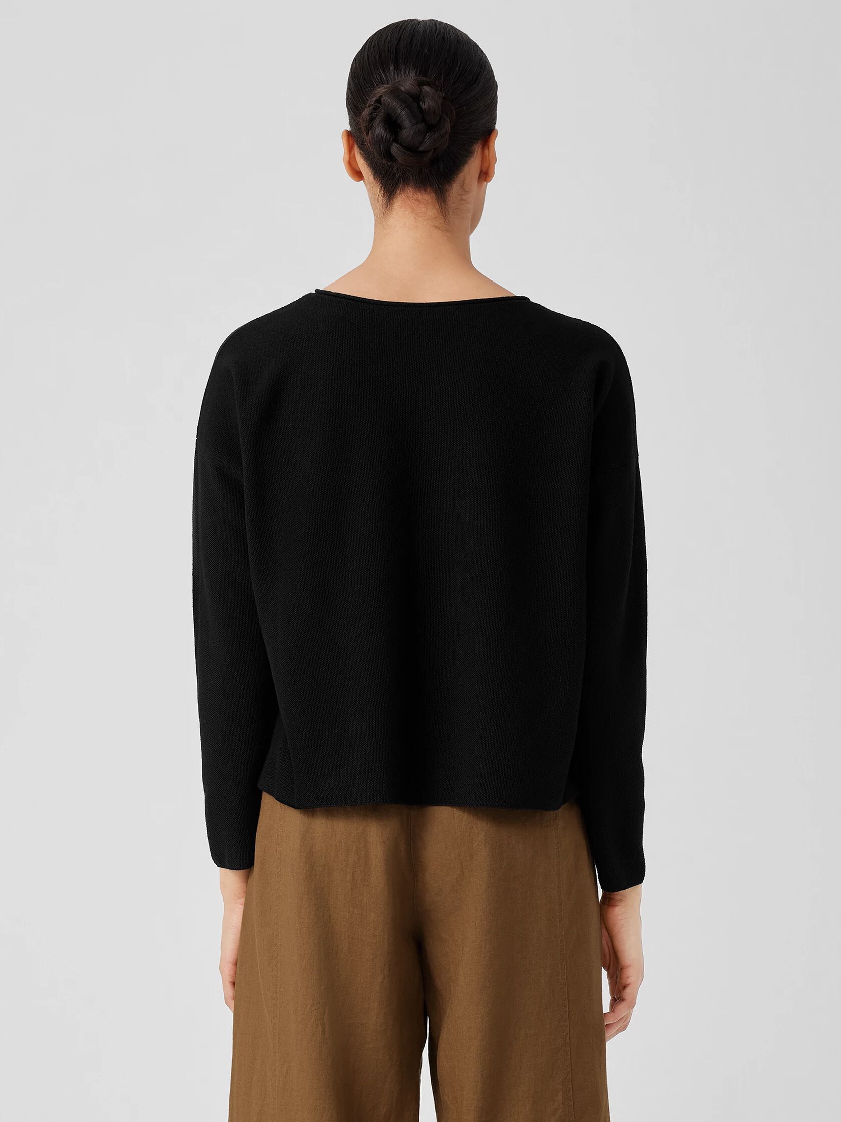 Organic Linen Cotton Jewel Neck Box-Top