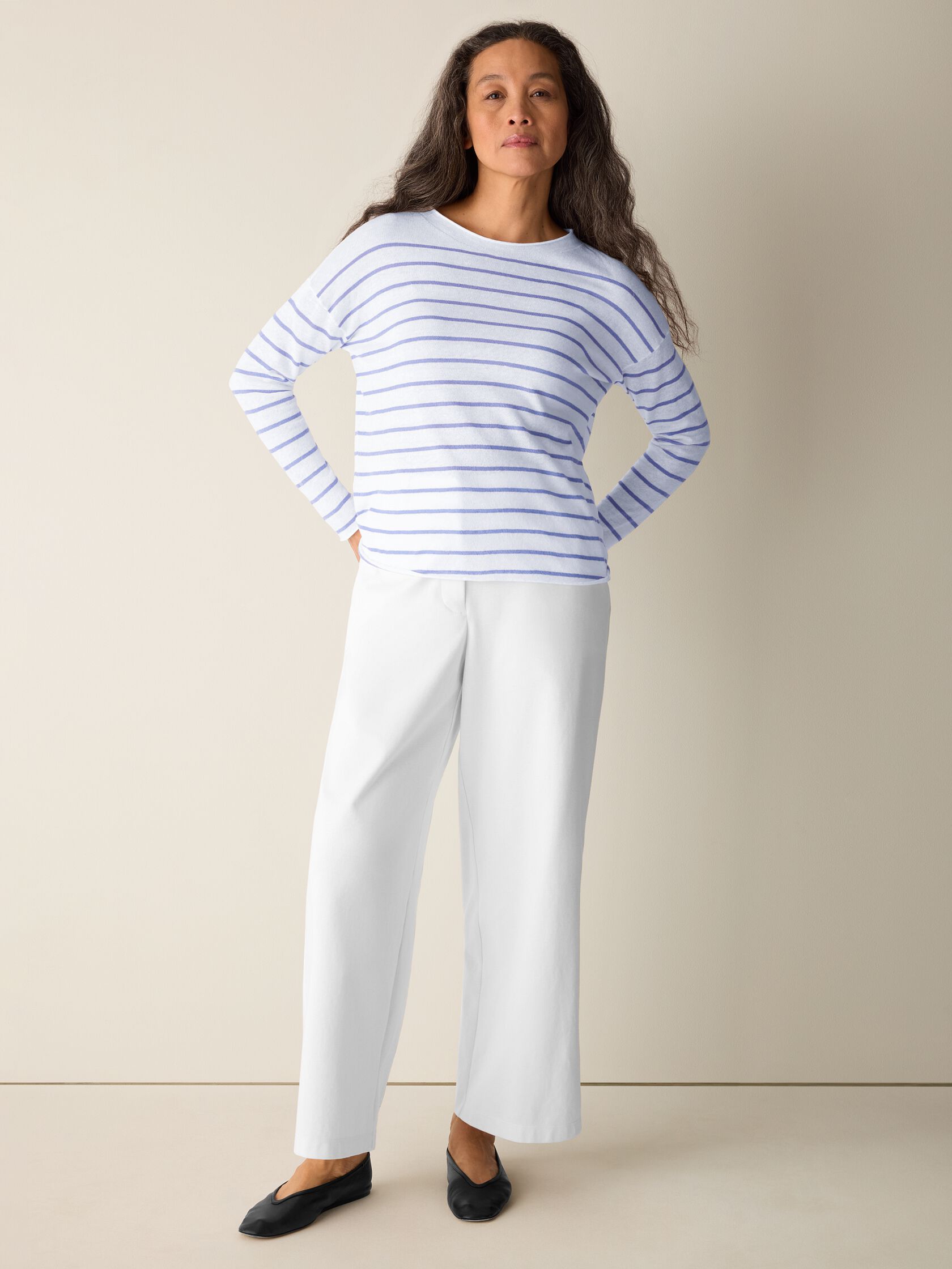 Organic Linen Cotton Jewel Neck Top