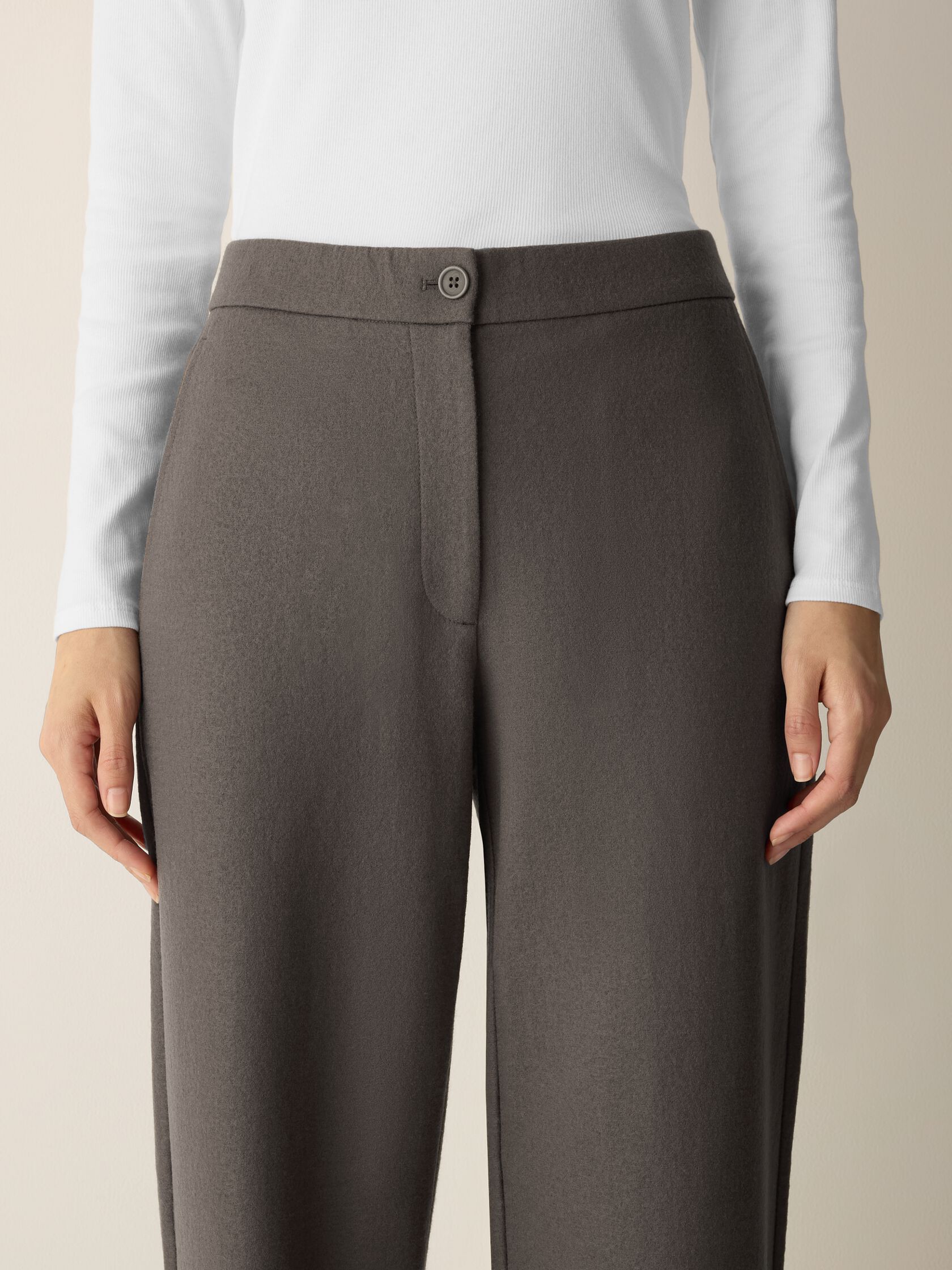 Felted Wool Jersey Full-Length Straight Trouser&nbsp;in Regenerative Wool