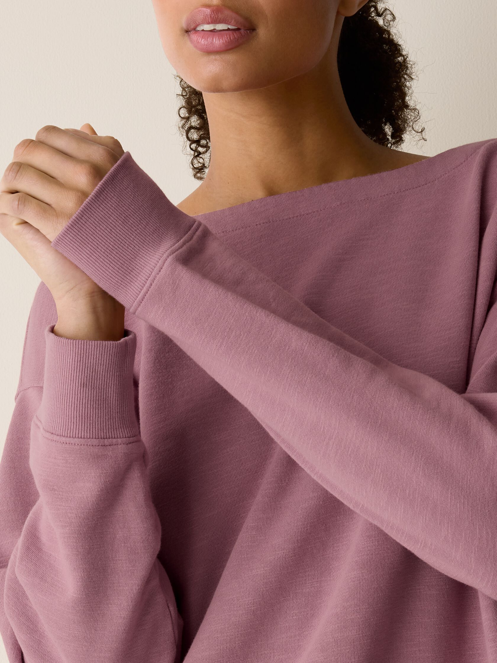 Garment-Dyed Organic Cotton Terry Bateau Neck Top