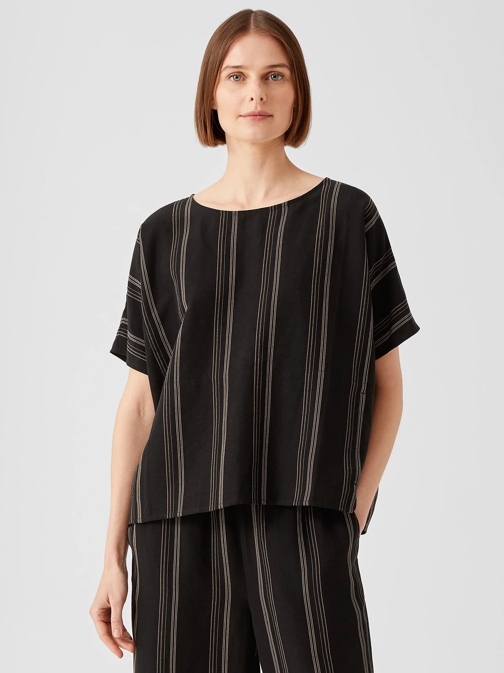 Organic Linen Blend Striped Top