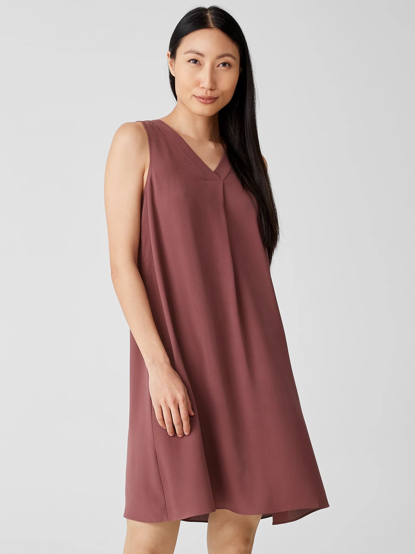 Silk Georgette Crepe Pleated Dress