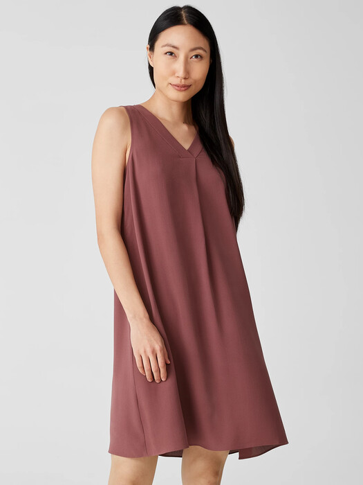 Silk Georgette Crepe Pleated Dress