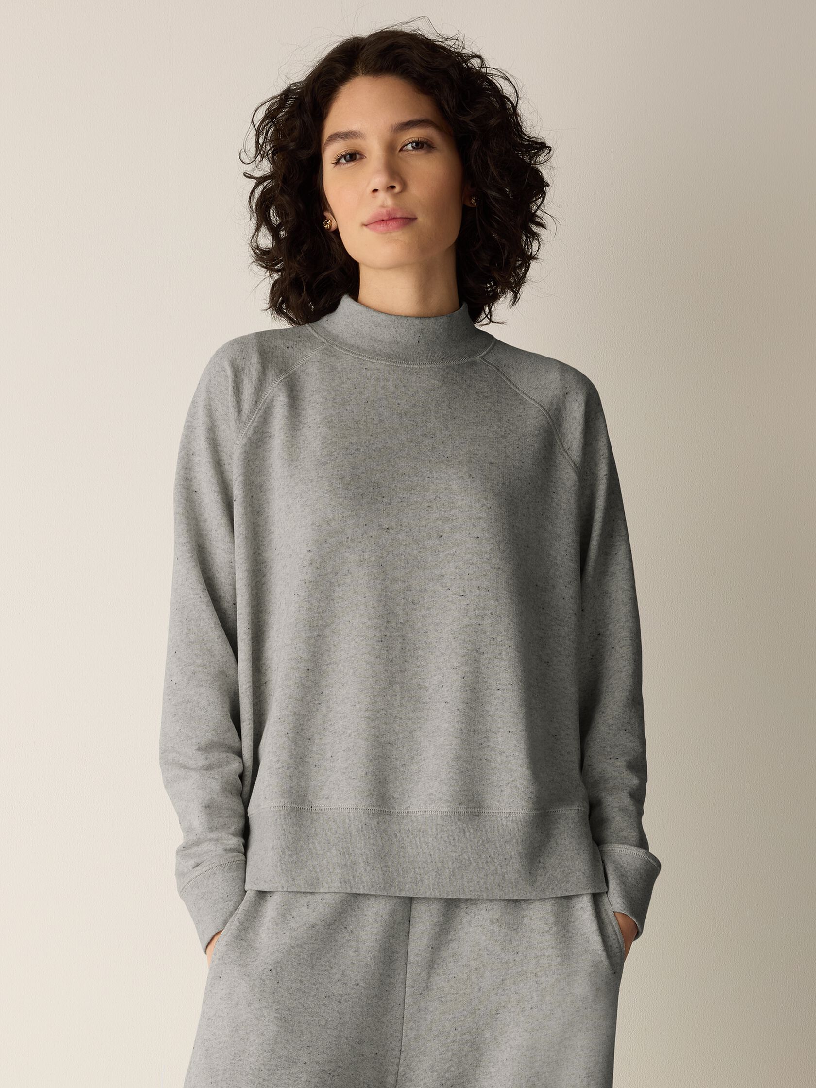 Heathered Fleece High Neck Top