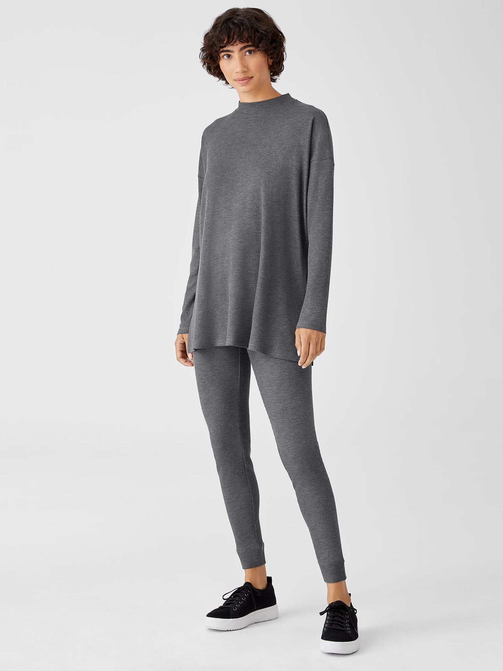Cozy Waffle Knit Mock Neck Top